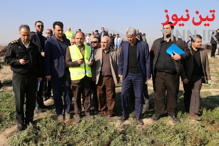 بازدید مدیر فرودگاه امام از محل سقوط هواپیمای مسافربری بویینگ ۷۳۷ متعلق به خطوط هوایی اوکراین