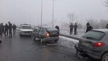 تصادف زنجیره ای در کمربندی شمالی اراک