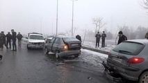 تصادف زنجیره ای در کمربندی شمالی اراک