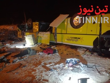 ۹ فوتی در حادثه واژگونی اتوبوس در آزاد راه زنجان _ تبریز
