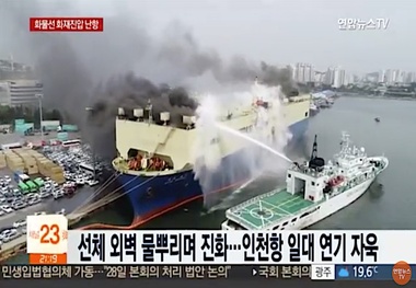 Car Carrier Catches Fire at Port of Incheon, South Korea -Incident Video
