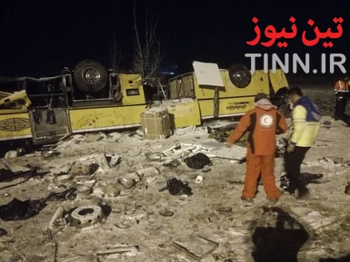 ۹ فوتی در حادثه واژگونی اتوبوس در آزاد راه زنجان _ تبریز