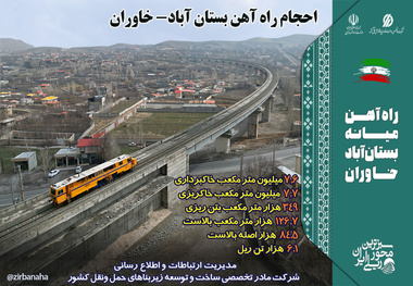 اینفوگرافیک | مشخصات و احجام راه‌ آهن بستان آباد - خاوران 