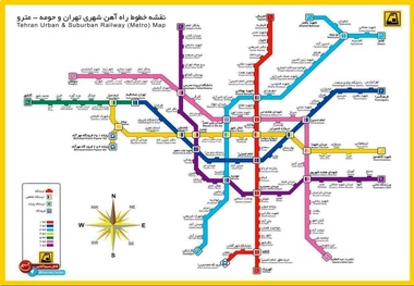 نقشه جدید مترو تهران پس از افتتاح خط ۷ مترو
