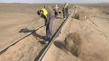خط ریلی زاهدان- کرمان درمحاصره طوفان‌ شن