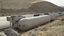 بازگشایی جاده طبس به یزد پس از واژگونی تانکر گاز