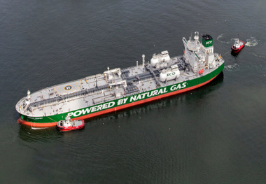 LNG-Powered Crude Oil Tanker Crossing Northern Sea Route