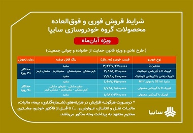 آغاز طرح دومین فروش محصولات گروه سایپا از امروز